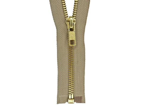 Brass Separating Zipper 18in Beige