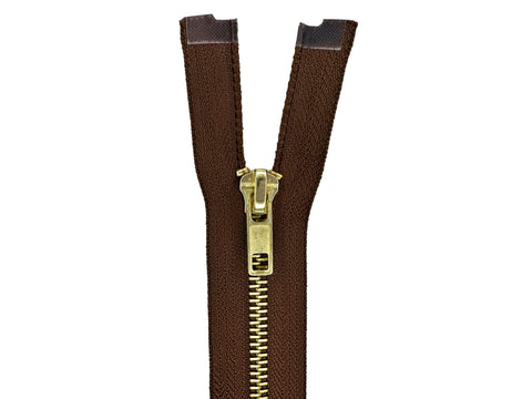 Tan Metal Separating Zipper with Antique Gold Pull and Teeth - 22 - Metal  Zippers - Zippers - Notions