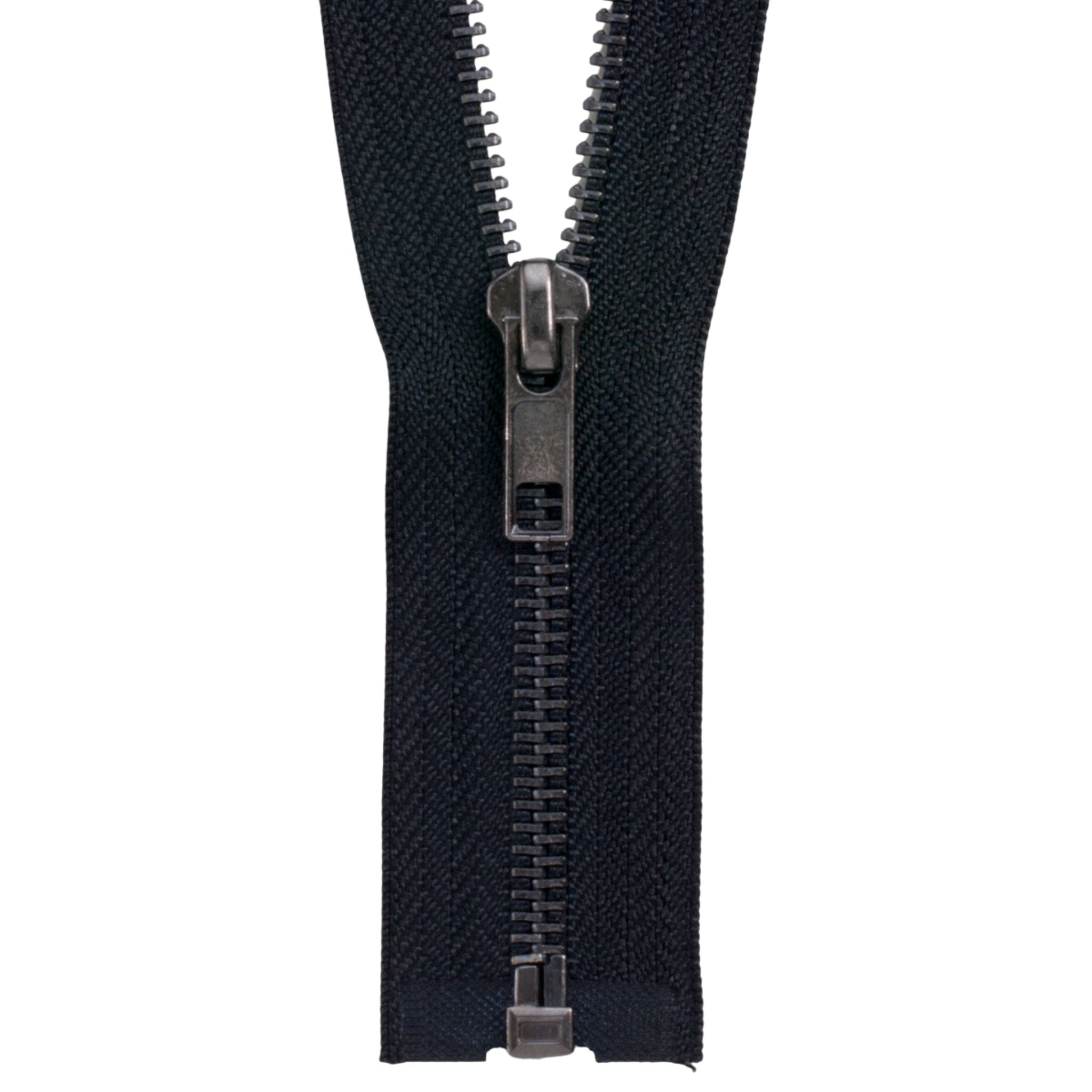 YKK® 30 Jacket Zipper ~ YKK #5 Aluminum Metal ~ Medium Weight YKK Zipper ~  Separating ~ Black (1 Zipper) Made in USA