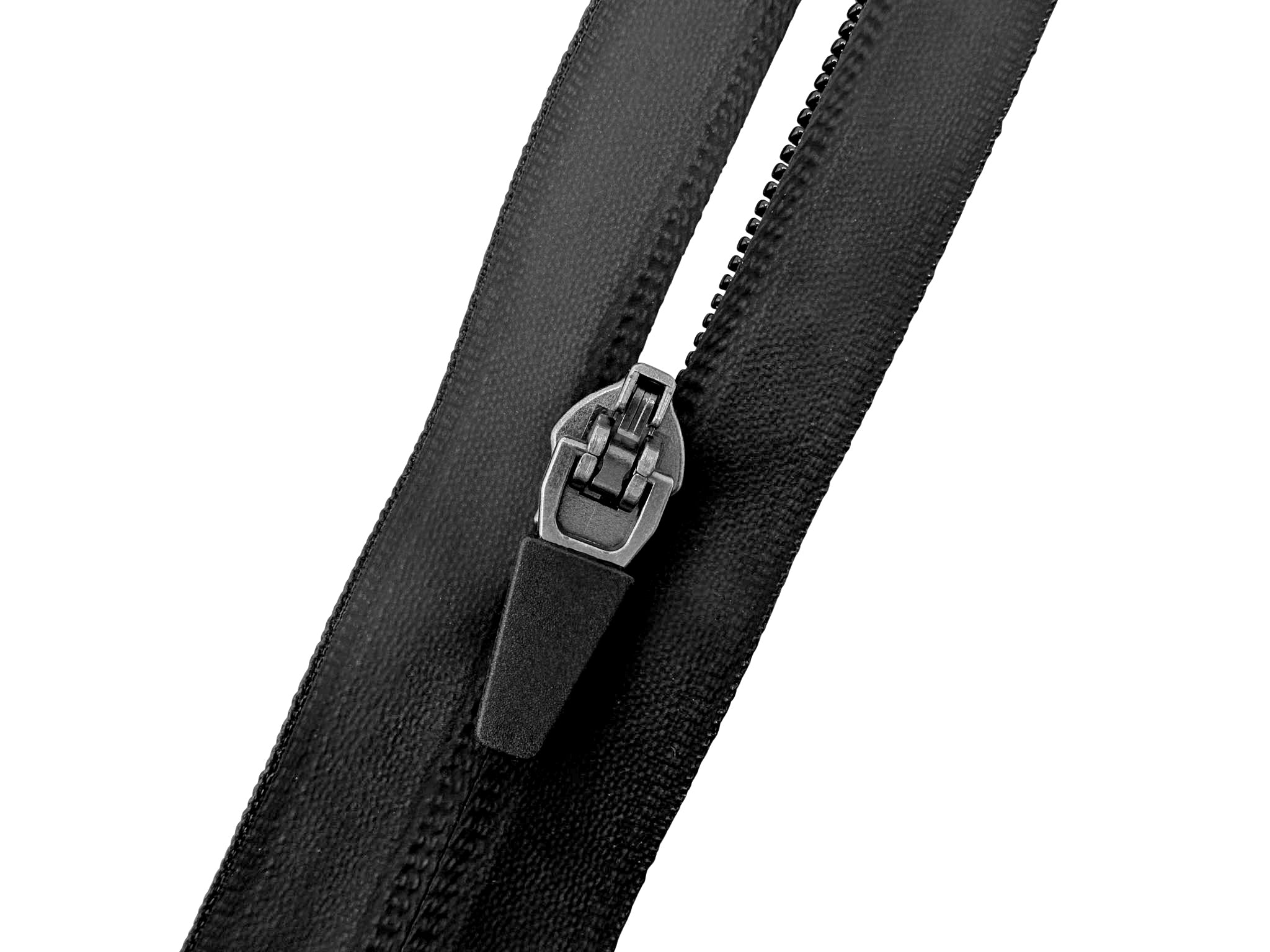 Black Nylon Coil Zipper with Grey Tape & Black Metal Pulls - Zipper by the  Yard - Nylon Coil Zipper - Metallic Zipper