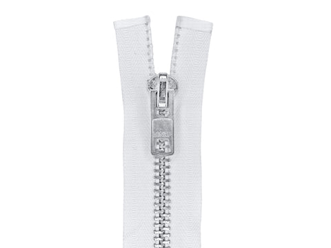 #10 22 inch Metal Zipper White 22” Aluminum Brass Metal Heavy Duty Zippers  One Way Separating Sewing Zipper Craft Zippers Jacket Zipper