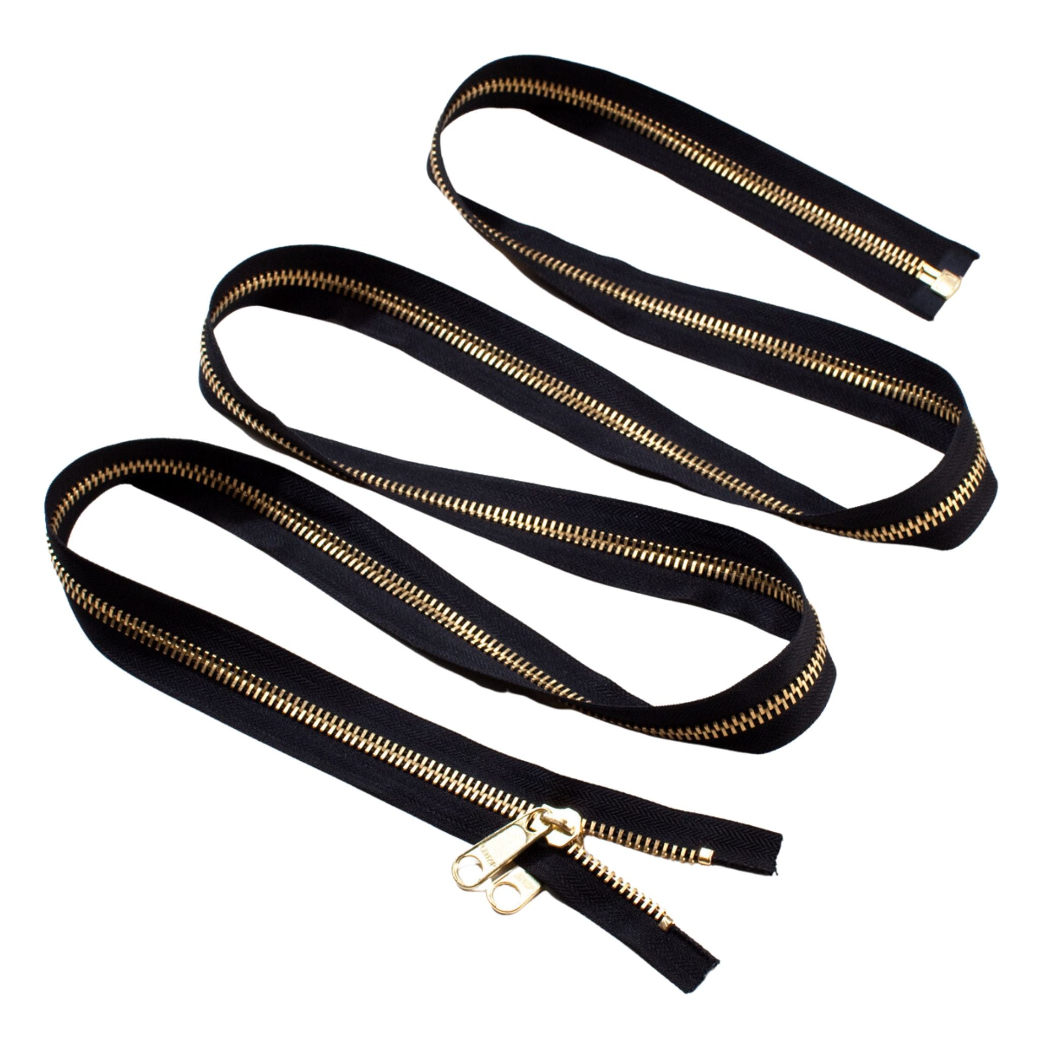 #10 Brass Extra-Long Heavy Duty Separating Industrial Zipper Black / 84 IN / 1-Handle Non-lock (typically for non-garment use)